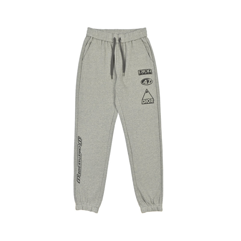 Dior Grey Joggers with Multi-Logo Print view