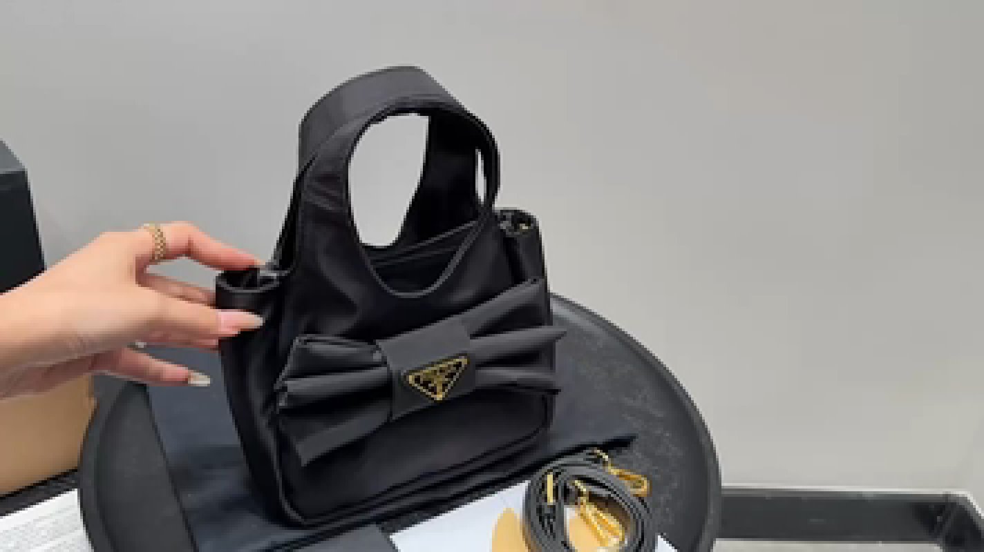 Prada Re-Edition 2005 Black Nylon Shoulder Bag with Gold Hardware