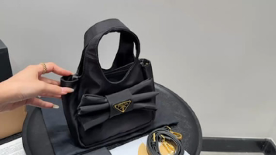 Prada Re-Edition 2005 Black Nylon Shoulder Bag with Gold Hardware