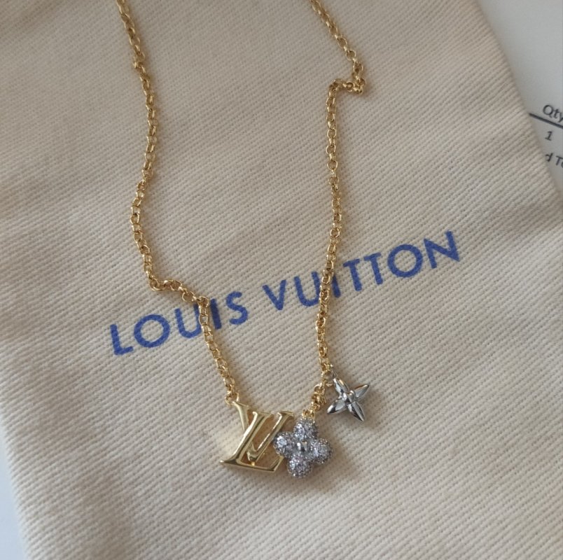 Louis Vuitton LV Gram Monogram Floral Zirconia Necklace Gold view