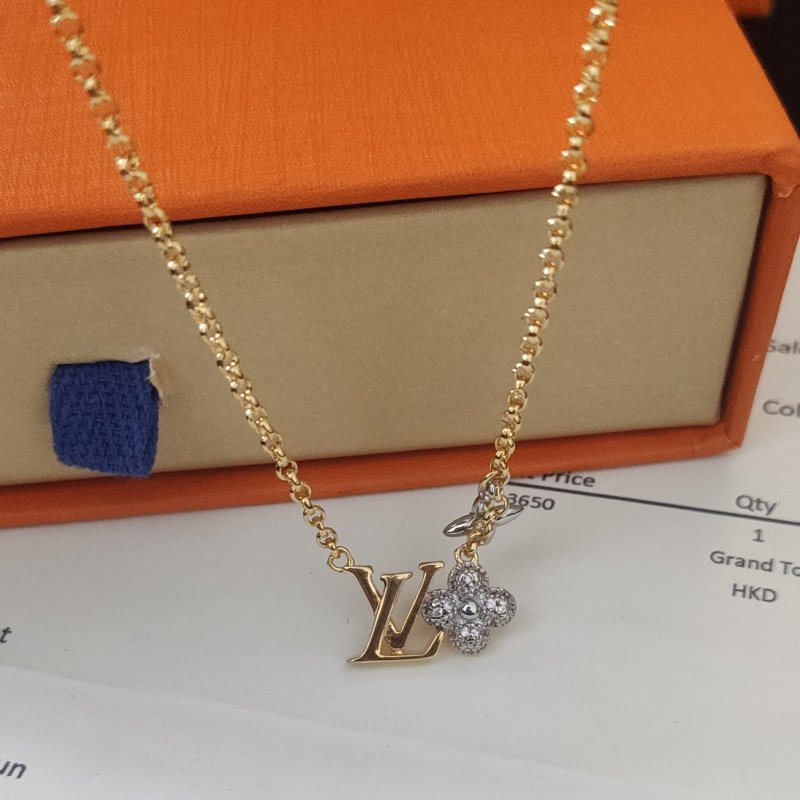 Louis Vuitton LV Gram Monogram Floral Zirconia Necklace Gold view