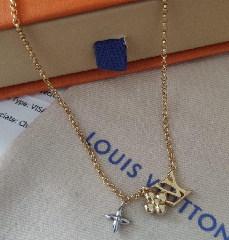 Louis Vuitton LV Gram Monogram Floral Zirconia Necklace Gold view