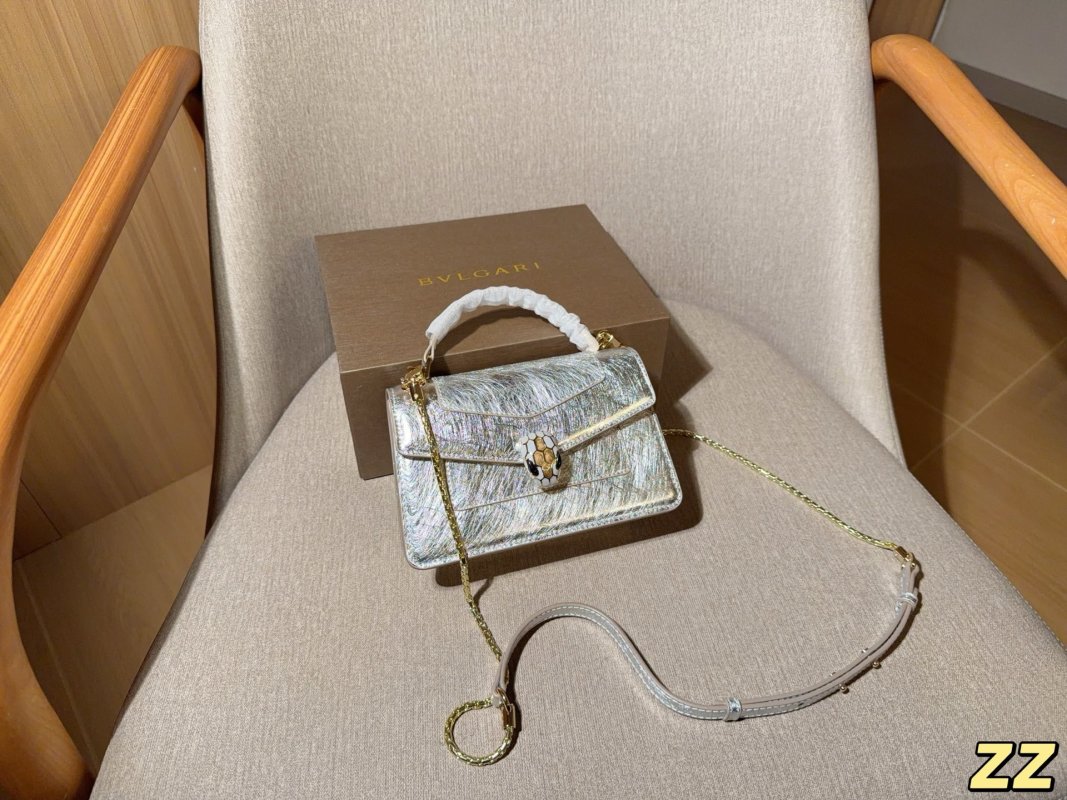 Bvlgari Serpenti Enamel Crossbody Bag Silver