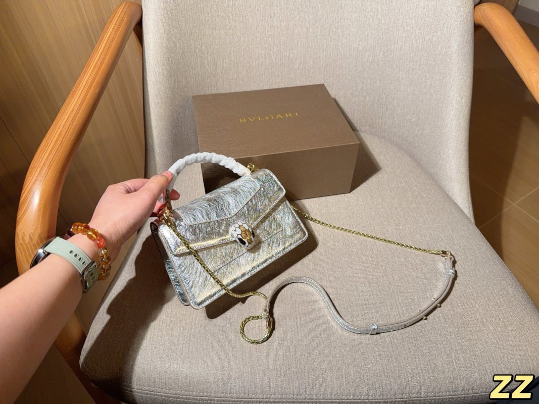 Bvlgari Serpenti Enamel Crossbody Bag Silver view