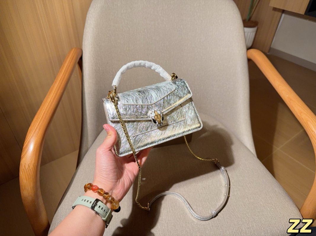 Bvlgari Serpenti Enamel Crossbody Bag Silver view