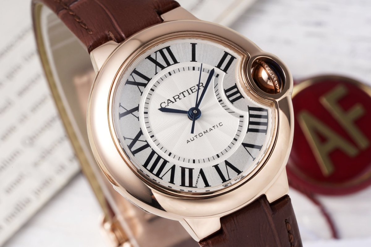 Cartier Ballon Bleu 33mm Rose Gold Roman Numeral Watch view