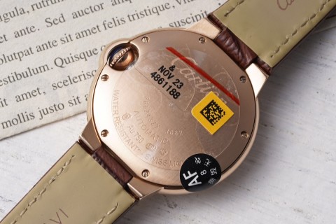 Cartier Ballon Bleu 33mm Rose Gold Roman Numeral Watch view 8
