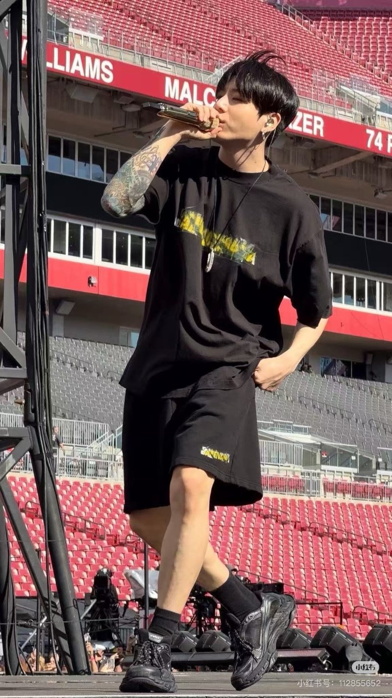 Black Graphic Shorts with Yellow Print Detail