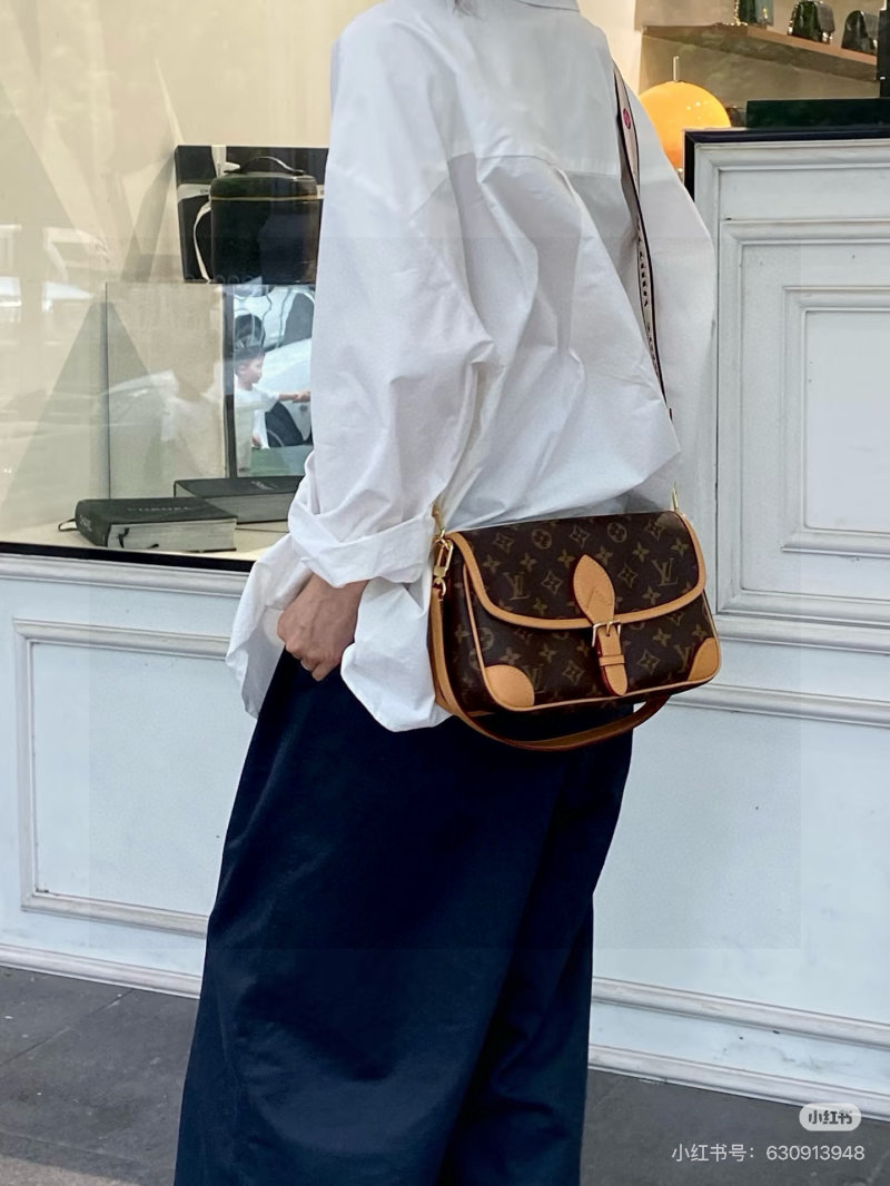 Louis Vuitton Monogram Canvas Shoulder Bag with Leather Trim view