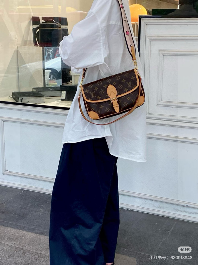 Louis Vuitton Monogram Canvas Shoulder Bag with Leather Trim view