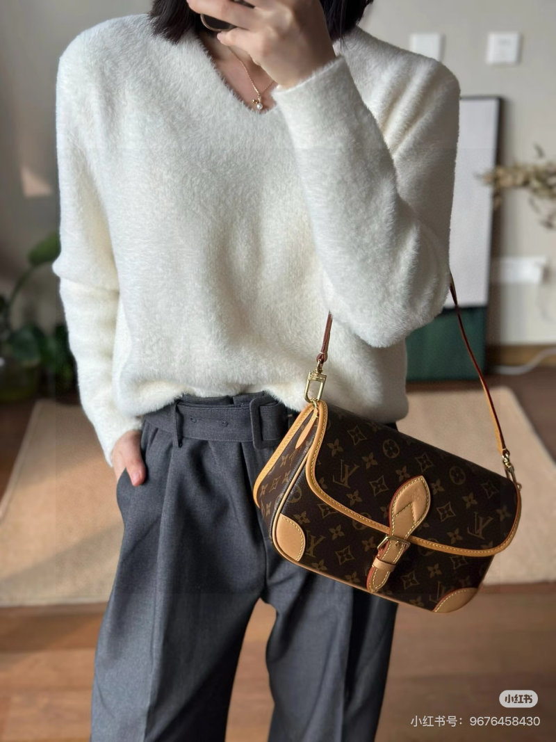 Louis Vuitton Monogram Canvas Shoulder Bag with Leather Trim view