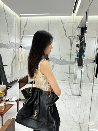 Saint Laurent Black Leather Chain Shoulder Bag