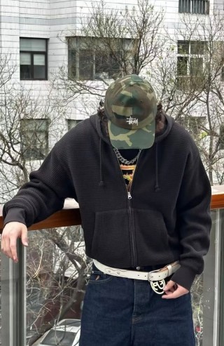 Essentials Black Waffle Knit Zip Hoodie view 5