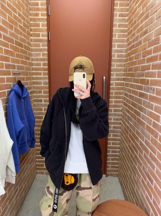 Essentials Black Waffle Knit Zip Hoodie view 6