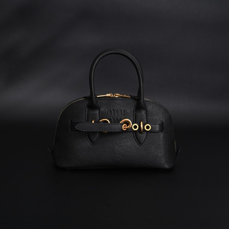 Miu Miu Shell Black Handbag with Gold Hardware