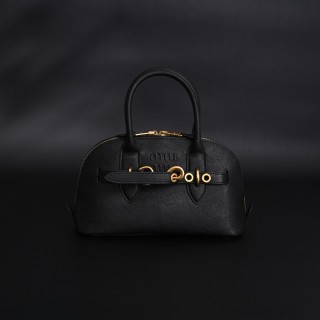 Miu Miu Shell Black Handbag with Gold Hardware