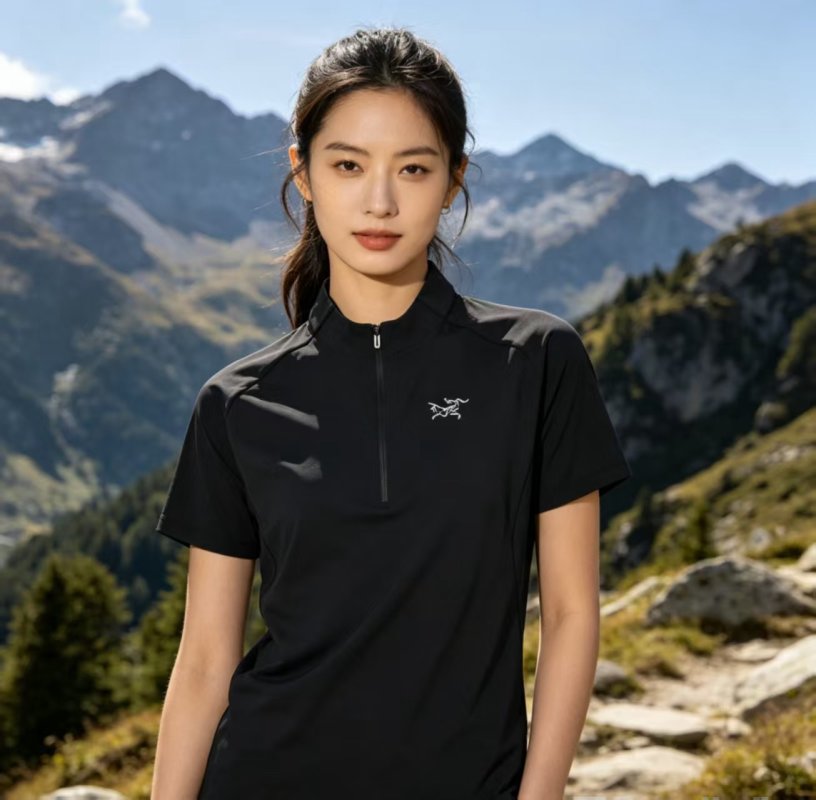 Arcteryx Black Short Sleeve Quarter-Zip T-Shirt