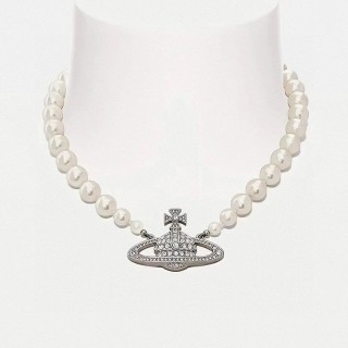 Vivienne Westwood Saturn Pearl Pendant Necklace Silver view 6