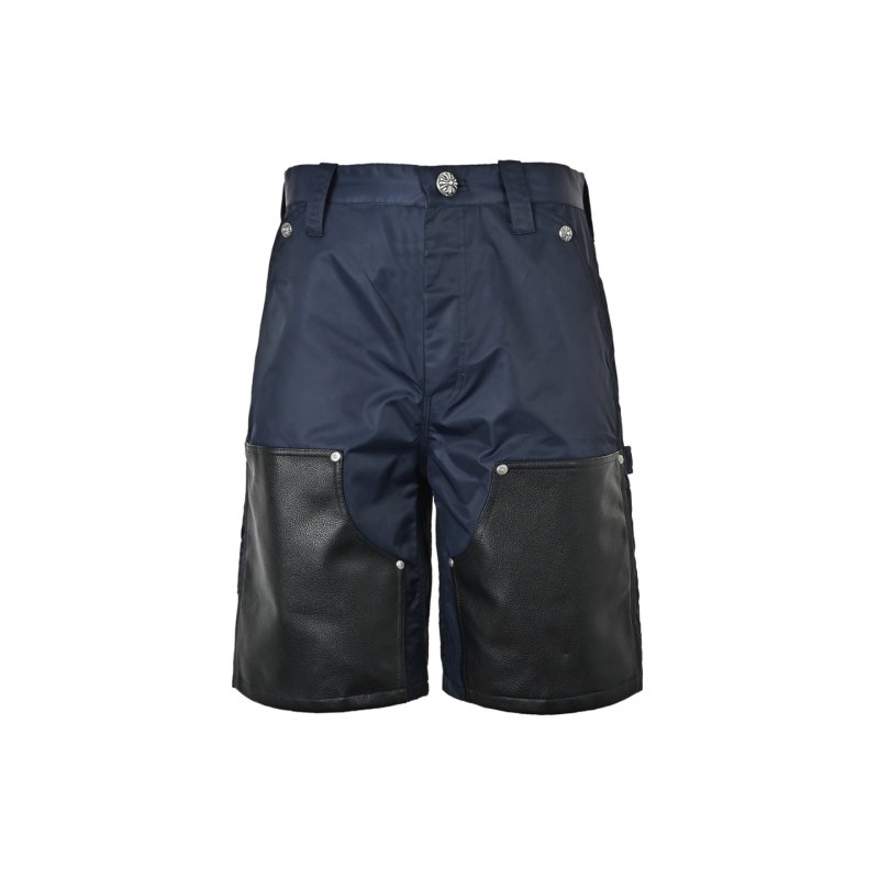 Navy & Black Colorblock Shorts with Gold Chain Belt view