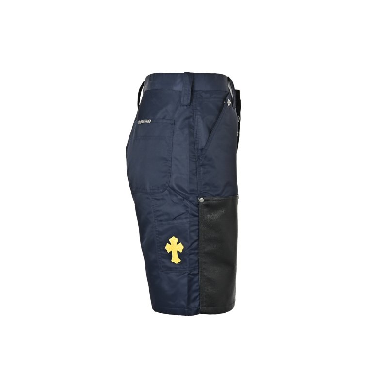Navy & Black Colorblock Shorts with Gold Chain Belt view