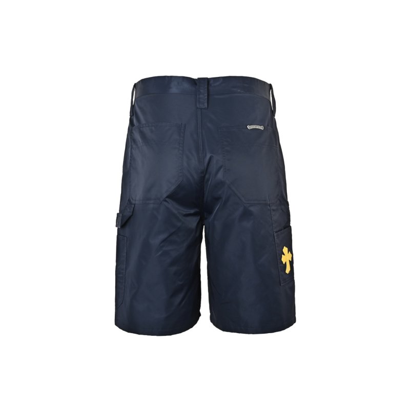 Navy & Black Colorblock Shorts with Gold Chain Belt view