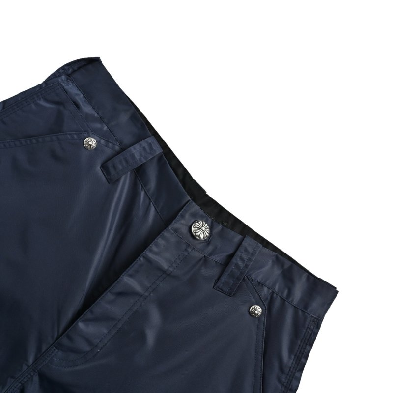 Navy & Black Colorblock Shorts with Gold Chain Belt view