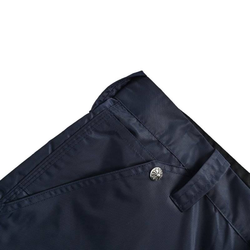 Navy & Black Colorblock Shorts with Gold Chain Belt view