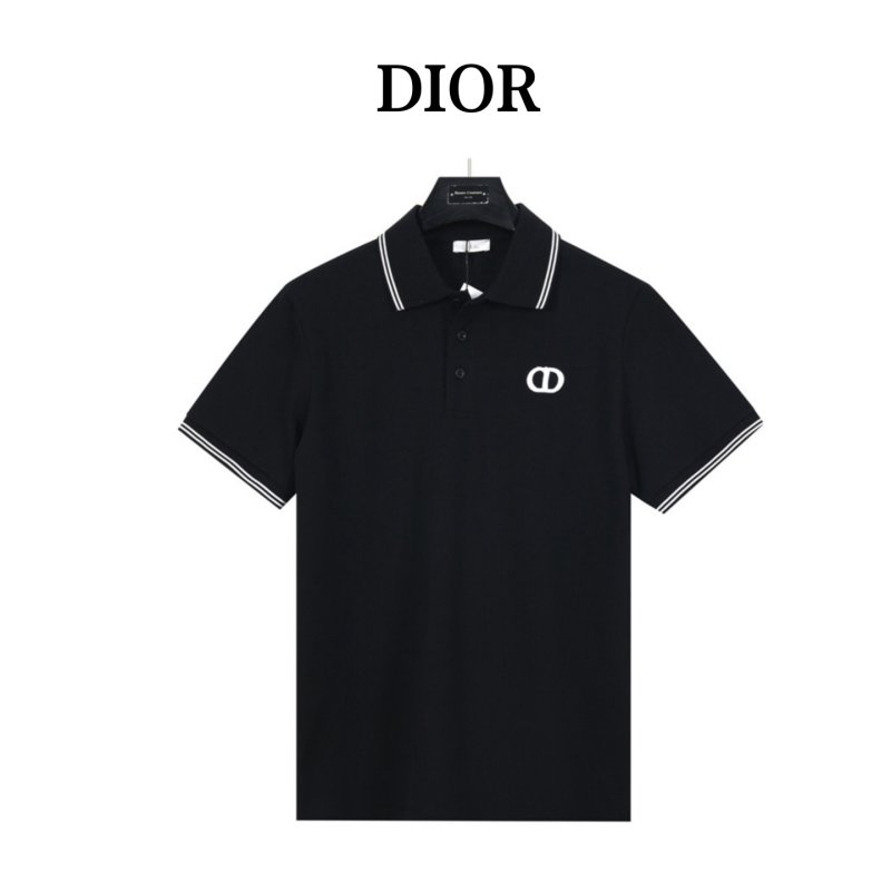 Dior Black Polo Shirt with White Trim view