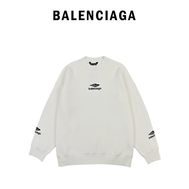 Balenciaga Logo Cream Crewneck Sweatshirt