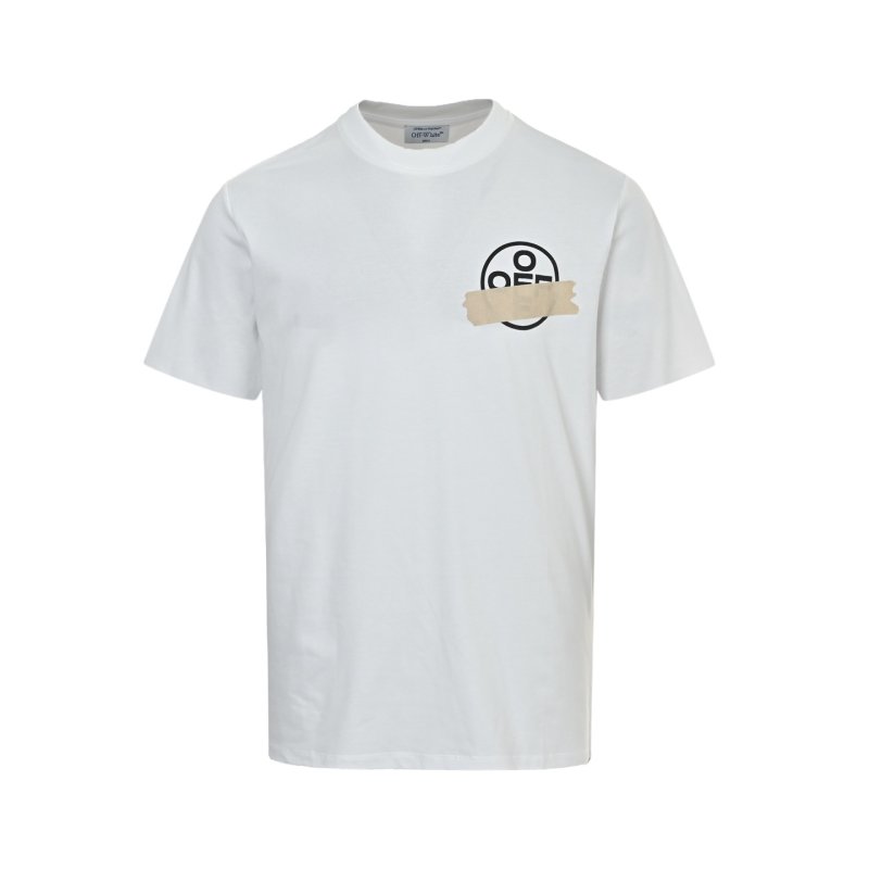 White Short Sleeve T-Shirt with Yellow Chest Print view
