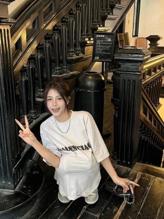 Balenciaga White Logo T-Shirt view 4