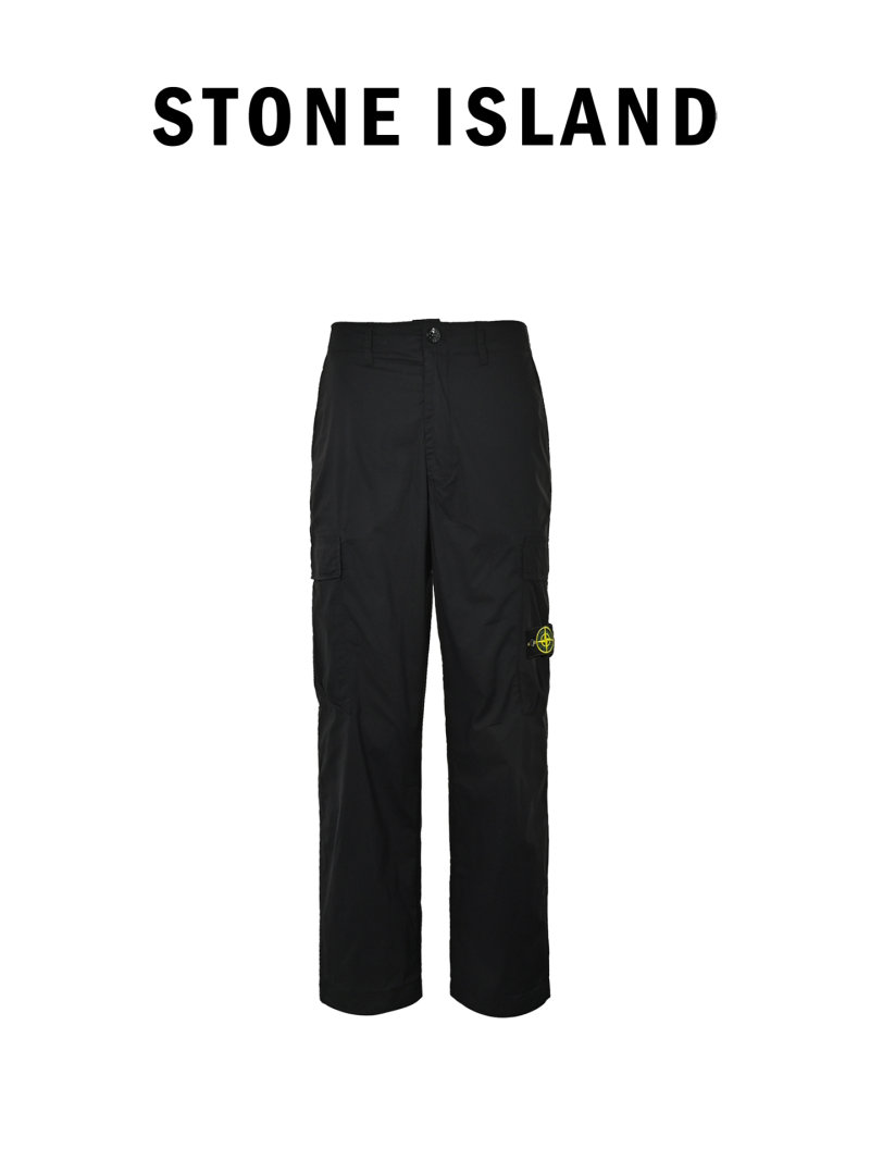 Stone Island Black Cargo Pants with Compass Badge view