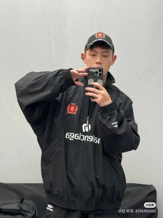 Balenciaga Black Logo Windbreaker Jacket view 5