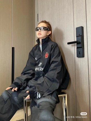 Balenciaga Black Logo Windbreaker Jacket view 7