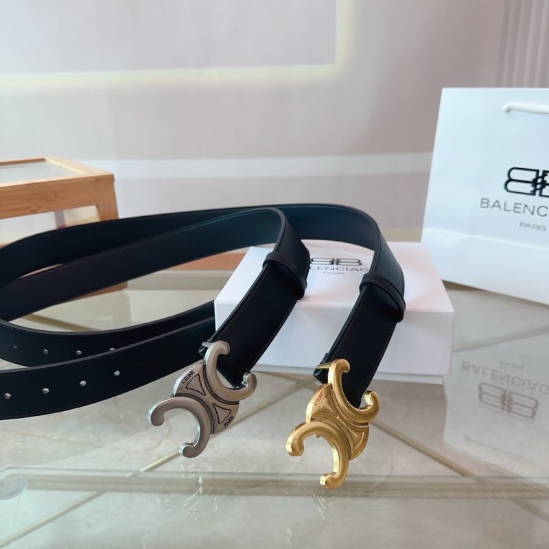 Balenciaga Vintage Arch Buckle Leather Belt Black