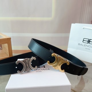 Balenciaga Vintage Arch Buckle Leather Belt Black view 2