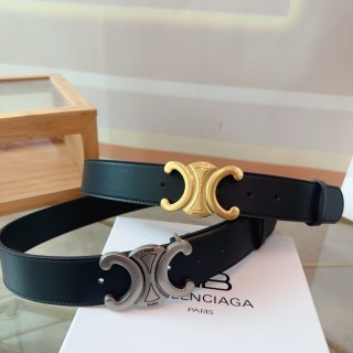 Balenciaga Vintage Arch Buckle Leather Belt Black view 3