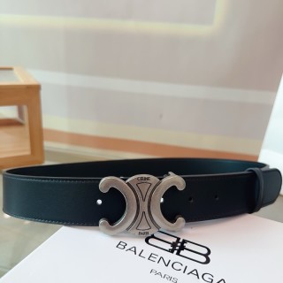 Balenciaga Vintage Arch Buckle Leather Belt Black view 4