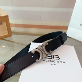 Balenciaga Vintage Arch Buckle Leather Belt Black view 5