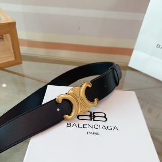 Balenciaga Vintage Arch Buckle Leather Belt Black view 8