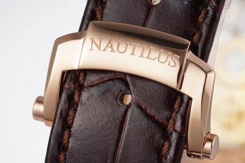 Patek Philippe Nautilus Rose Gold Brown Dial Leather Watch view 8