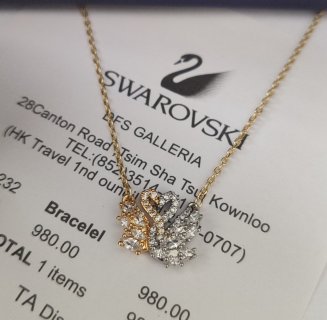 Swarovski Swan Embrace Crystal Pendant Necklace Gold/Silver view 3