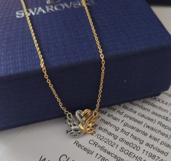 Swarovski Swan Embrace Crystal Pendant Necklace Gold/Silver view 8