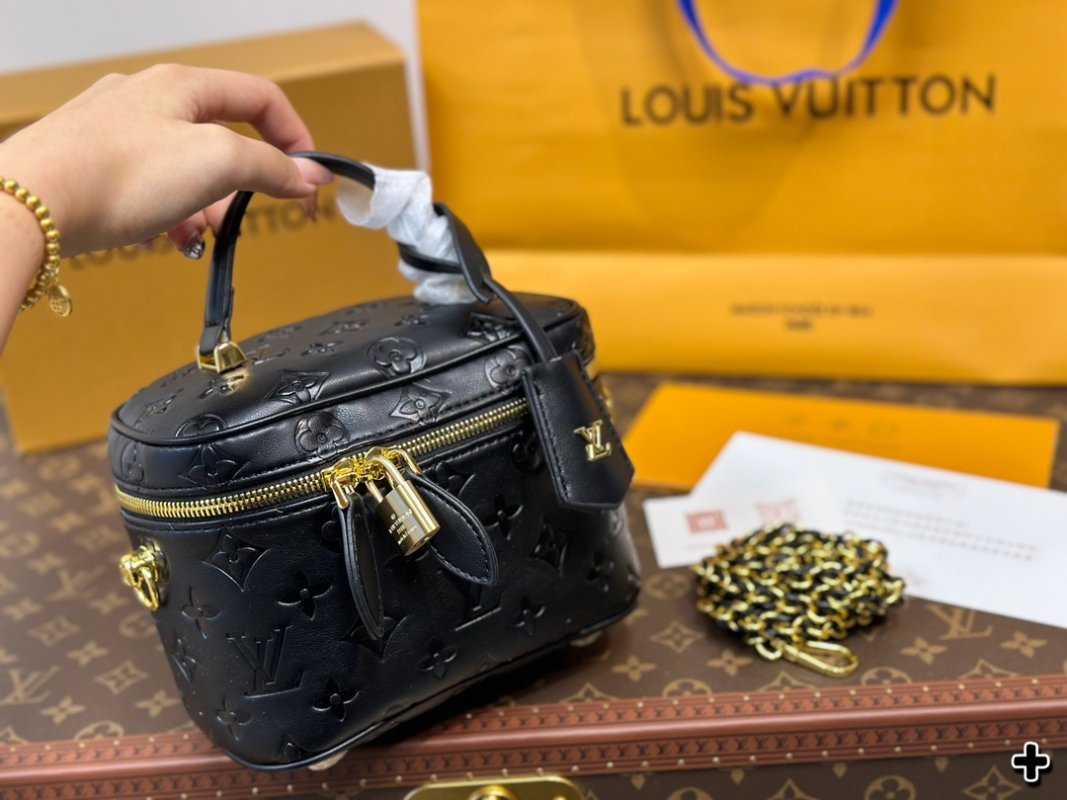 Louis Vuitton Monogram Embossed Black Cosmetic Case