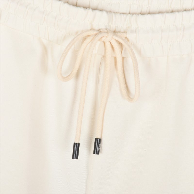 Fendi Cream Mesh Panel Shorts with FF Logo view