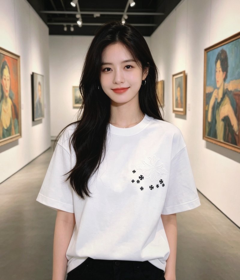 White Short Sleeve T-Shirt with Embroidered Star Detail