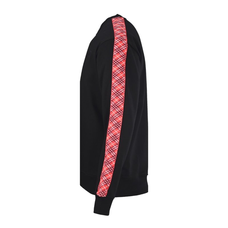 Black Red Checkered Sleeve Hoodie Sweatshirt view
