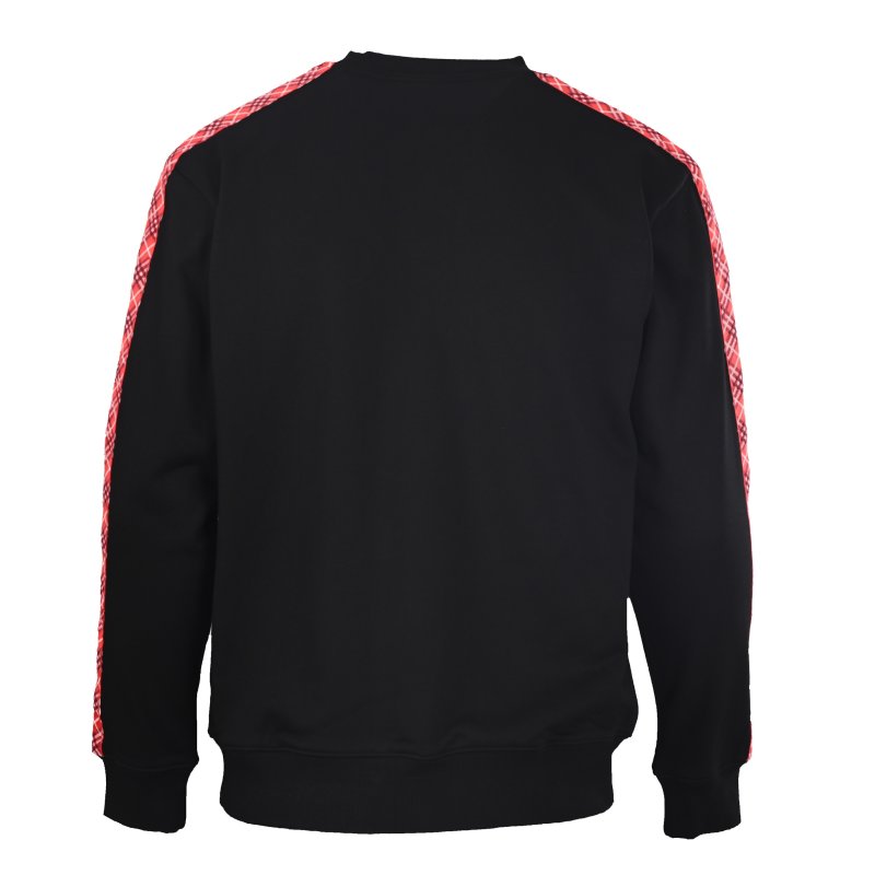 Black Red Checkered Sleeve Hoodie Sweatshirt view