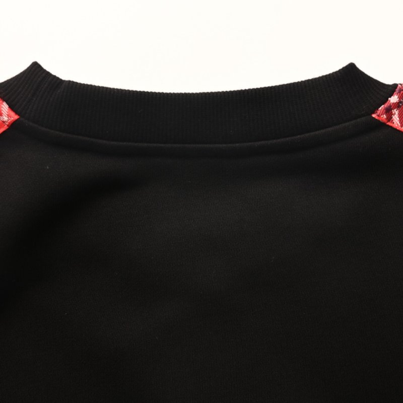 Black Red Checkered Sleeve Hoodie Sweatshirt view