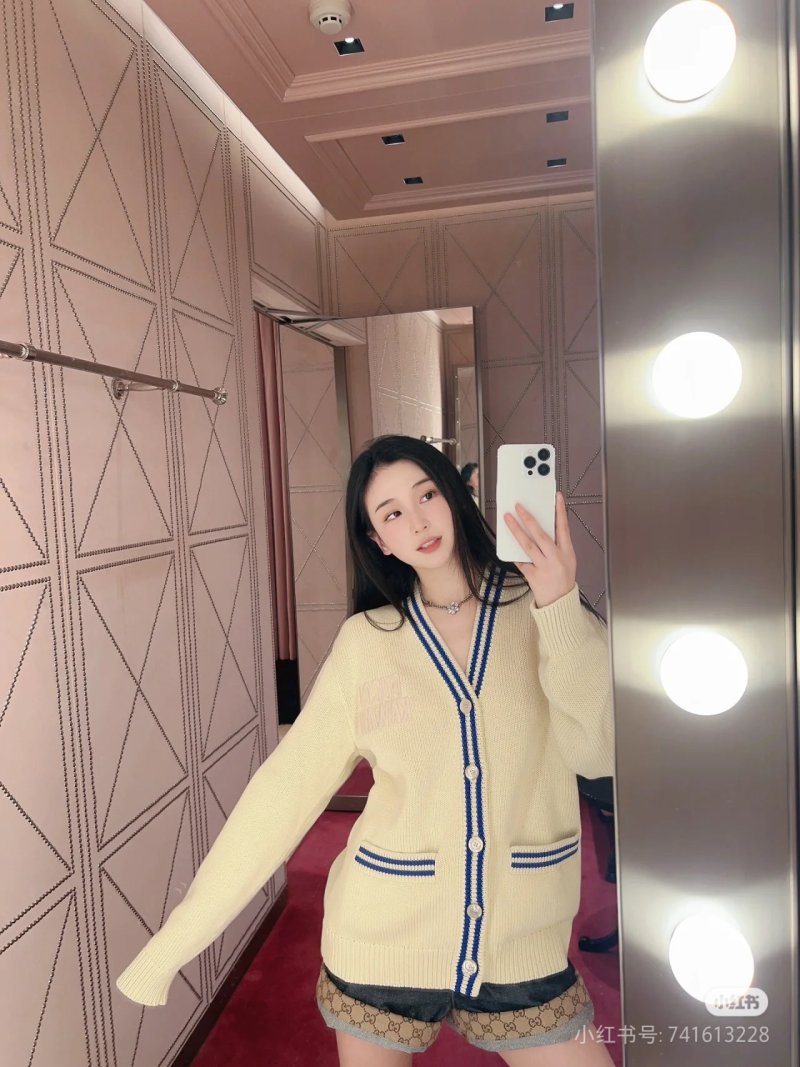 Cream & Royal Blue Stripe Cardigan with Embroidered Logo view